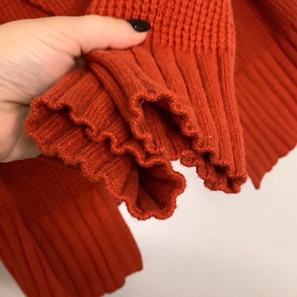 Madewell autumn orange net split back cowl neck sweater women’s small - Picture 3 of 7